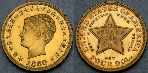 1880 Coiled Hair Gold Stella